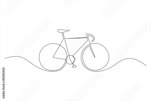 Continuous one line bicycle outline vector art illustration