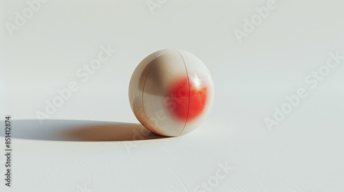 A white and red ball with a red heart on it