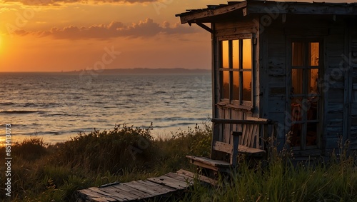 The nostalgia of watching the sunset from a childhood hideout  ai_generated