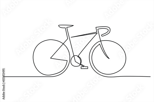 Continuous one line bicycle outline vector art illustration