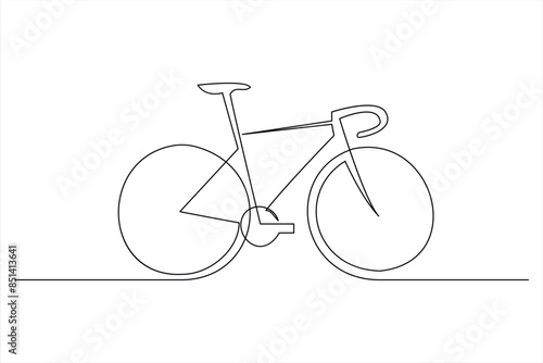 Continuous one line bicycle outline vector art illustration