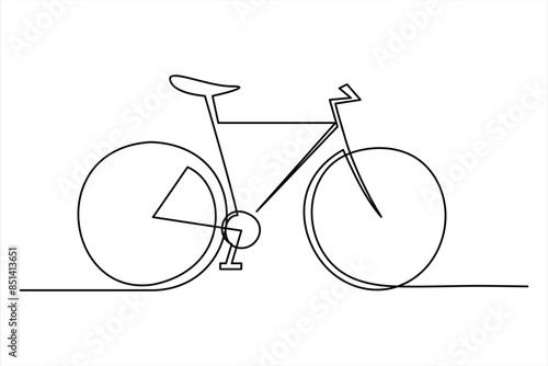 Continuous one line bicycle outline vector art illustration