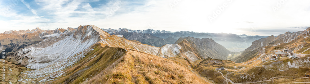 Fototapeta premium Panoramic View from Zeiger Mountain in Oberstdorf - Bavaria - Germany