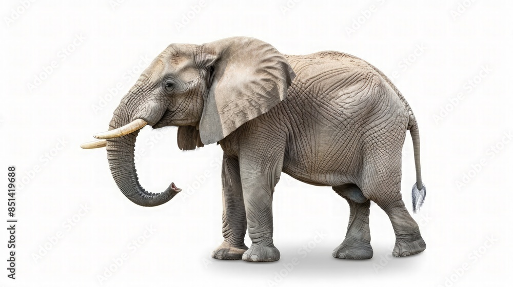 Obraz premium African Elephant Standing on a White Background
