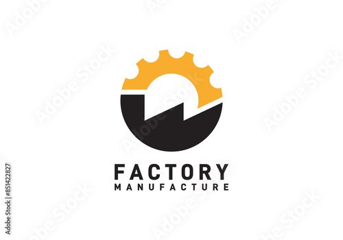 factory with gear abstract logo icon design
