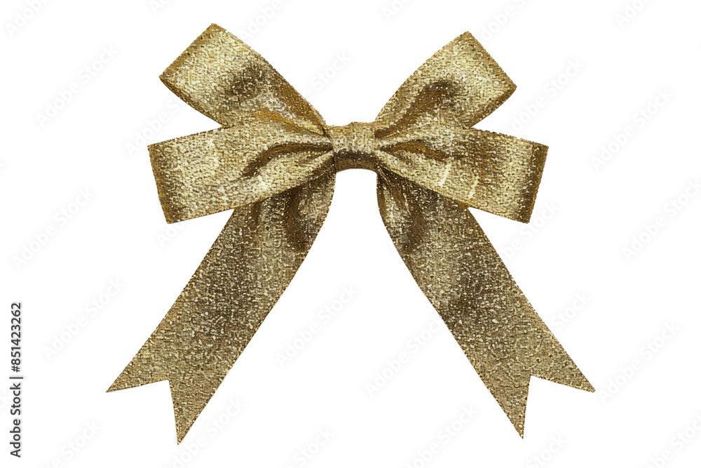 Gold glitter ribbon tie bow isolated on transparent background Gold glitter ribbon tie bow isolated on transparent background