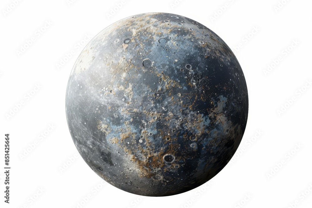 High-resolution image of the moon's surface showcasing craters and texture in a realistic and detailed view, white background High-resolution image of the moon's surface showcasing craters and texture in a realistic and detailed view, white background
