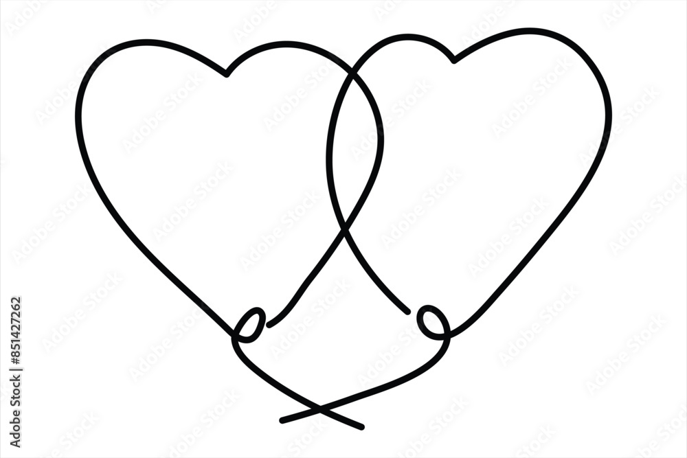 Heart continuous one line art drawing color shape Love sign outline Vector illustration Heart continuous one line art drawing color shape Love sign outline Vector illustration