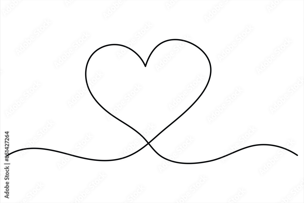 Heart continuous one line art drawing color shape Love sign outline Vector illustration Heart continuous one line art drawing color shape Love sign outline Vector illustration