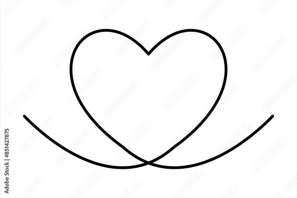 Heart continuous one line art drawing color shape Love sign outline Vector illustration Heart continuous one line art drawing color shape Love sign outline Vector illustration