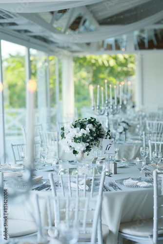 The elegant wedding table ready for guests.