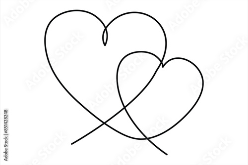 Heart continuous one line art drawing color shape Love sign outline Vector illustration