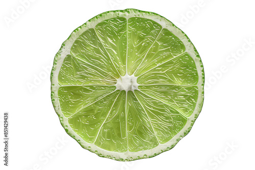 Natural fresh green lime with lemon slice isolated on transparent background