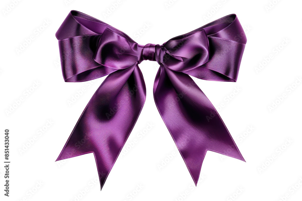 Purple ribbon bow isolated on transparent background Purple ribbon bow isolated on transparent background