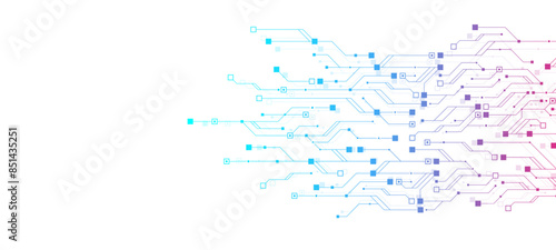 Quantum computer technologies concept. Futuristic blue circuit board background vector. Modern technology circuit board texture background design. Waves flow. Quantum explosion technology.