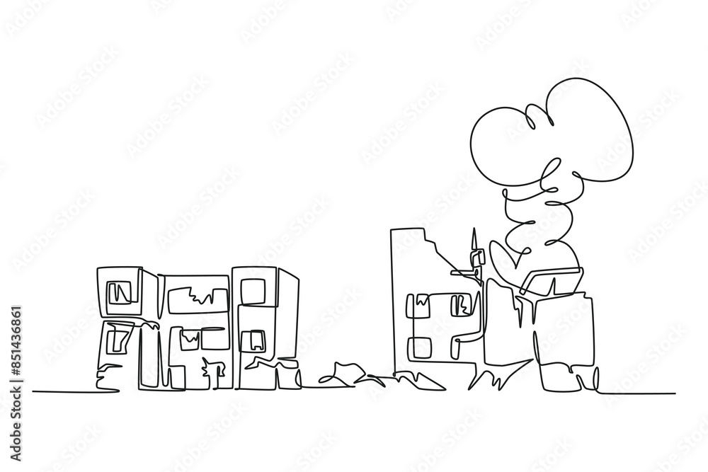 Natural disasters concept. Single line draw design vector graphic illustration. Natural disasters concept. Single line draw design vector graphic illustration.