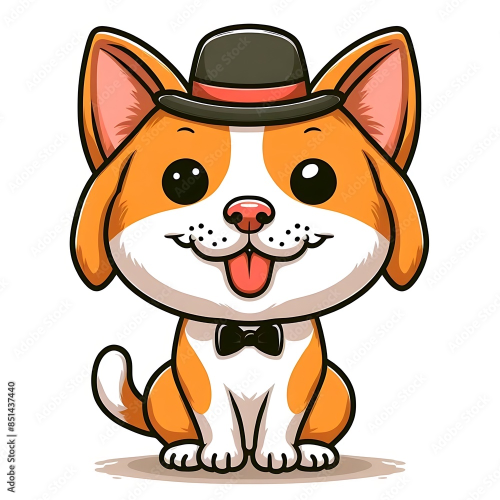 A cartoon of a dog design graphic wearing a hat creative. A cartoon of a dog design graphic wearing a hat creative.