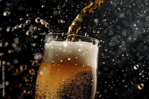 Wallpaper Mural Pouring Beer into Glass with Bubbles. Torontodigital.ca