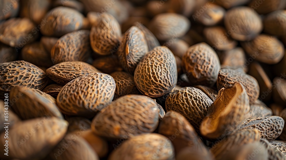 Close-up of a pile of whole almonds, showcasing their rich brown color and textured shells Close-up of a pile of whole almonds, showcasing their rich brown color and textured shells