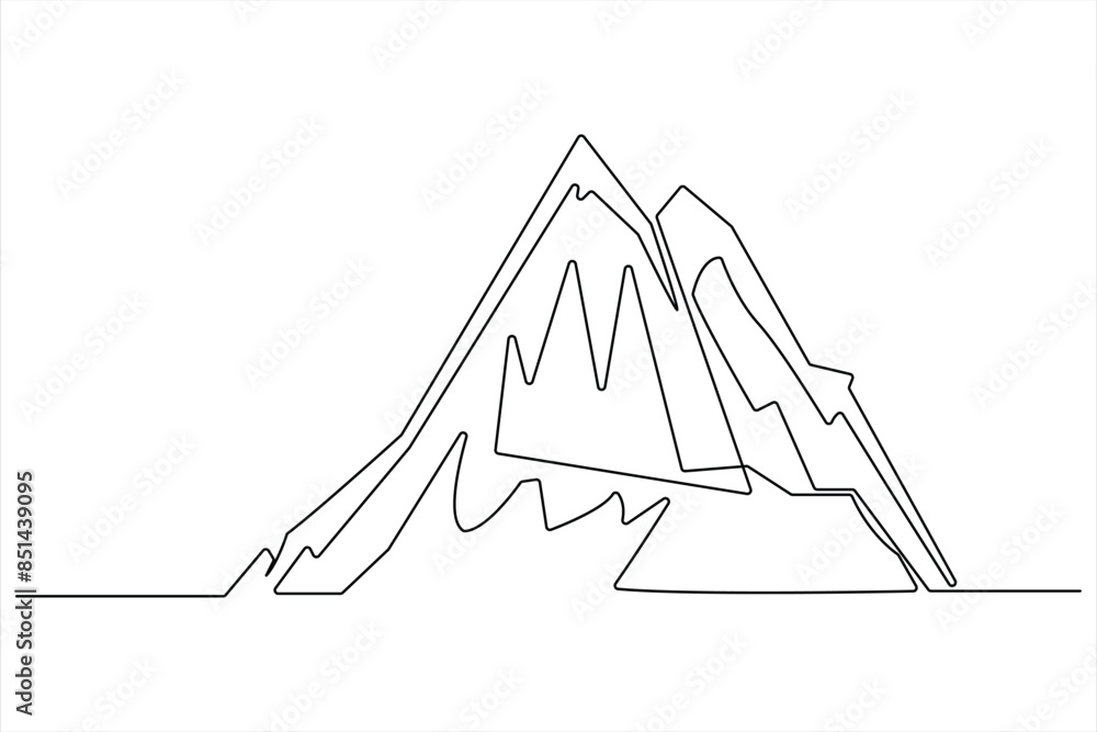 Continuous one line mountain range landscape outline vector art illustration
Continuous one line mountain range landscape outline vector art illustration