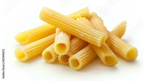 Italian pasta type macaroni cylindrical tube shape, gluten vegetable cuisine photo