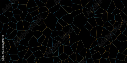 3D broken glass quartz Voronoi diagram vector background. Black color Broken Stained-Glass Background with gray lines. Papercut geometric mosaic tiles pattern background. Seamless vintage vector bg.