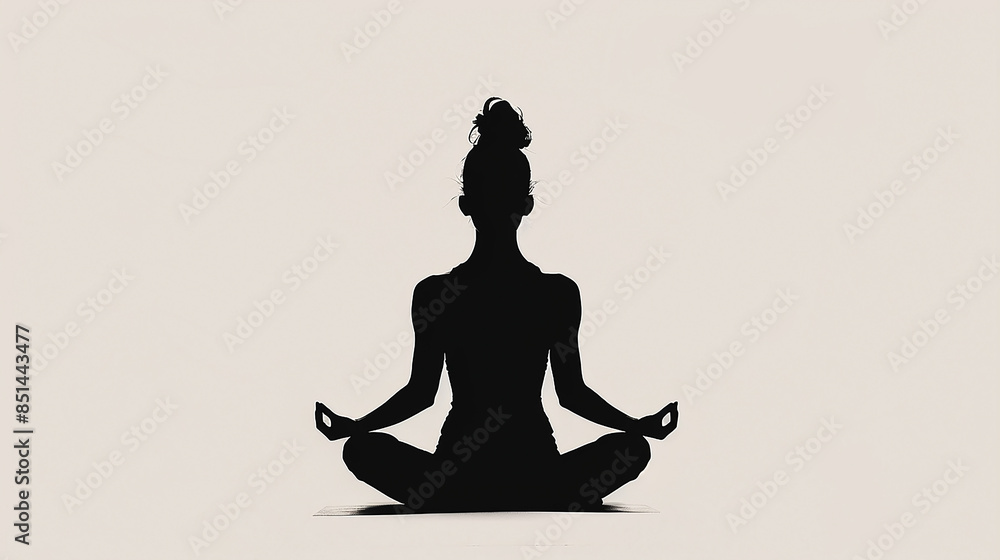 a silhouette image of a woman practicing yoga position in white background and empty copy space a silhouette image of a woman practicing yoga position in white background and empty copy space