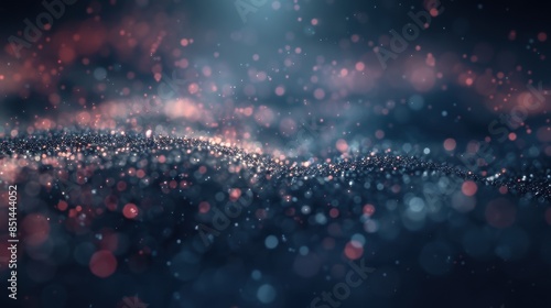 Abstract blurred glittering light dots in blue and red tones, creating a dreamy and ethereal background with a soft bokeh effect.
