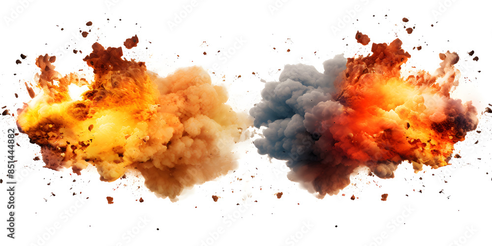 Explosions isolated on a white background Explosions isolated on a white background