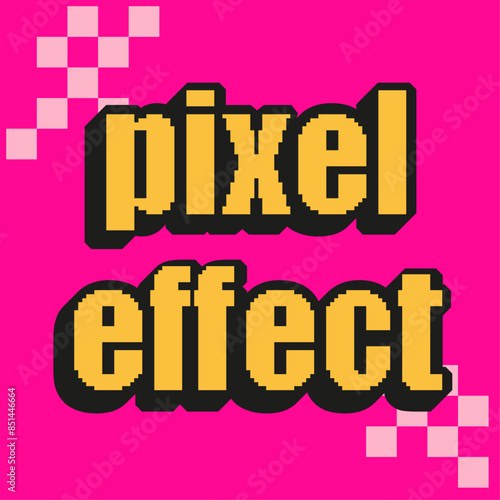 text effect pixel with yellow color and black outline suitable for gaming and retro posters