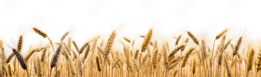 Golden wheat field isolated on white background Golden wheat field isolated on white background