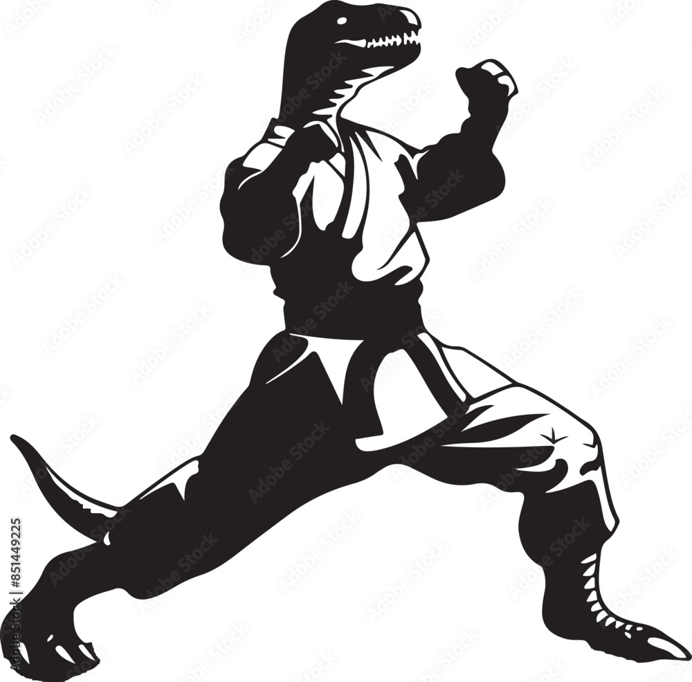 Fototapeta premium karate dinosaur silhouette vector illustration