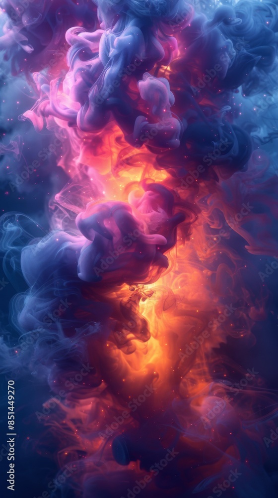 Fototapeta premium Vibrant abstract multicolored smoke effect on a bright background