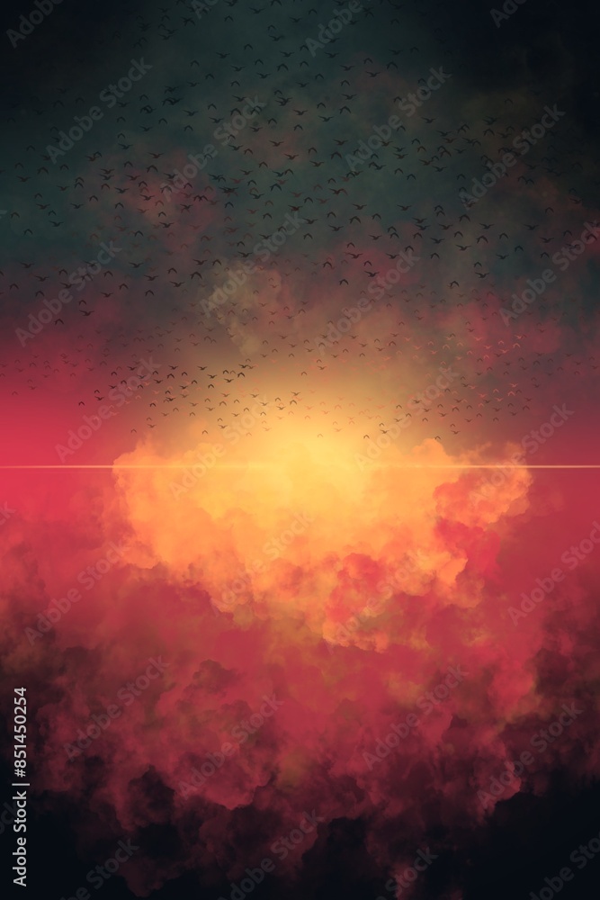 Naklejka premium red and blue sky