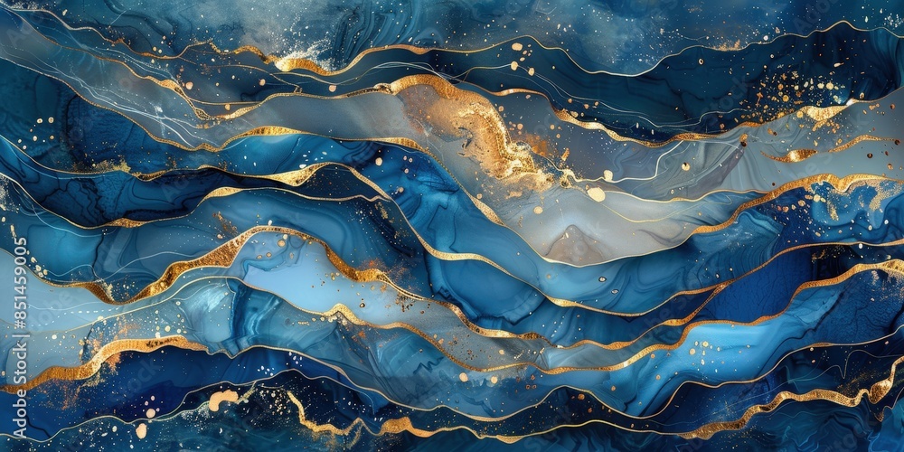 Fototapeta premium Abstract Blue and Gold Marble Art