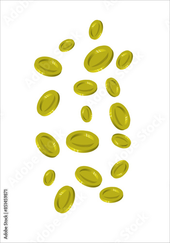 Fototapeta gold coins set are flying from different direction