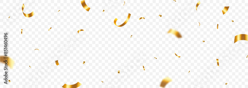 Falling confetti on a transparent background. fun decoration. Can be used for celebration, advertisement, birthday party, Christmas, New Year, Holiday, Carnival festivity, Valentine’s Day,