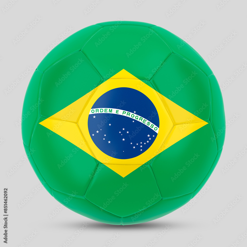 Obraz premium football ball with the national flags of Brazil and soccer team. on the white background