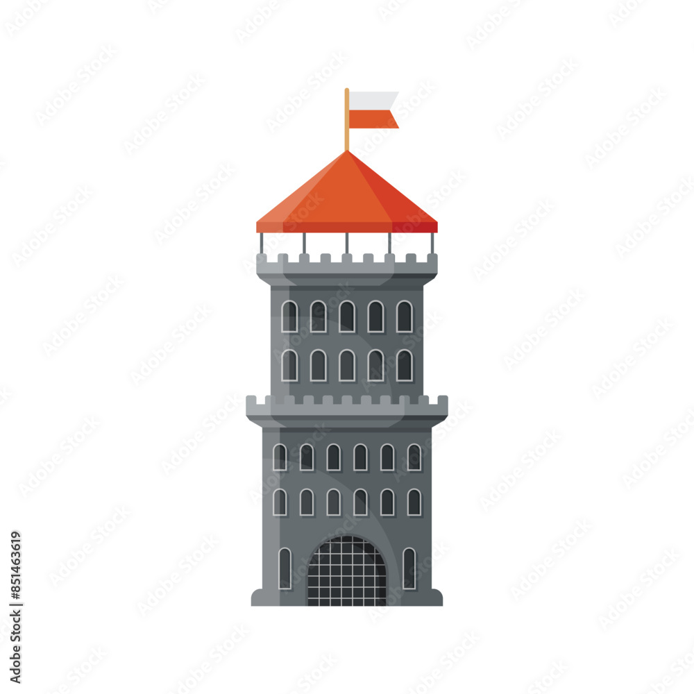 Castle tower icon in flat style. Medieval citadel vector illustration on isolated background. Stronghold building sign business concept. Castle tower icon in flat style. Medieval citadel vector illustration on isolated background. Stronghold building sign business concept.