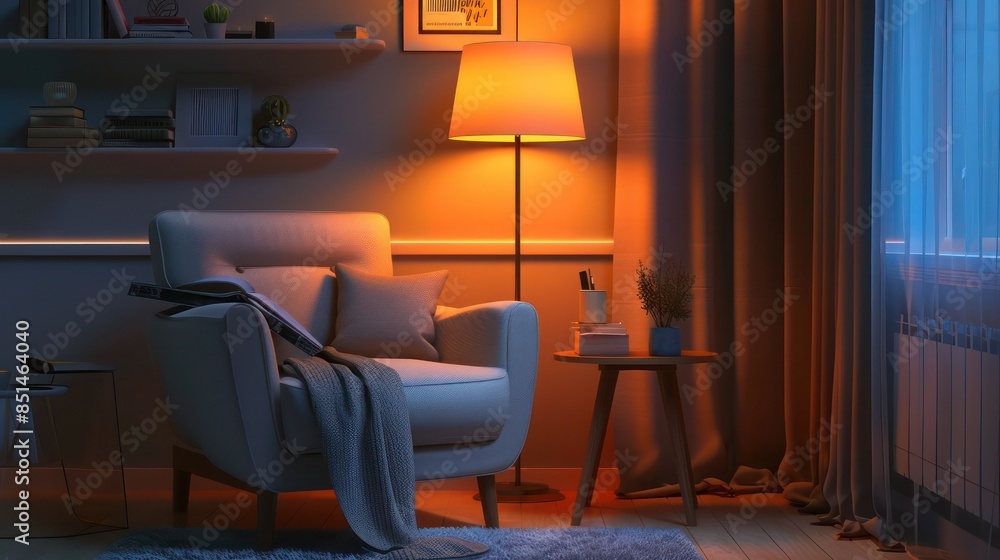 cozy reading nook with a comfortable armchair, a small side table, and a floor lamp for perfect lighting cozy reading nook with a comfortable armchair, a small side table, and a floor lamp for perfect lighting