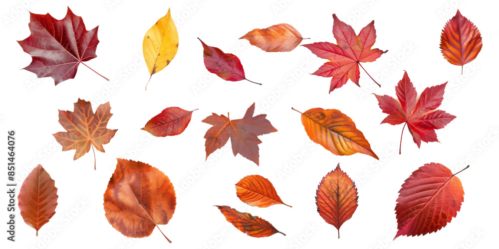 Obraz premium A set of autumn leaves isolated on a white background
