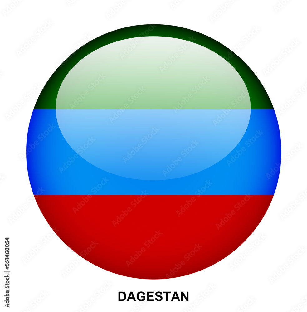 DAGESTAN flag button on white background DAGESTAN flag button on white background