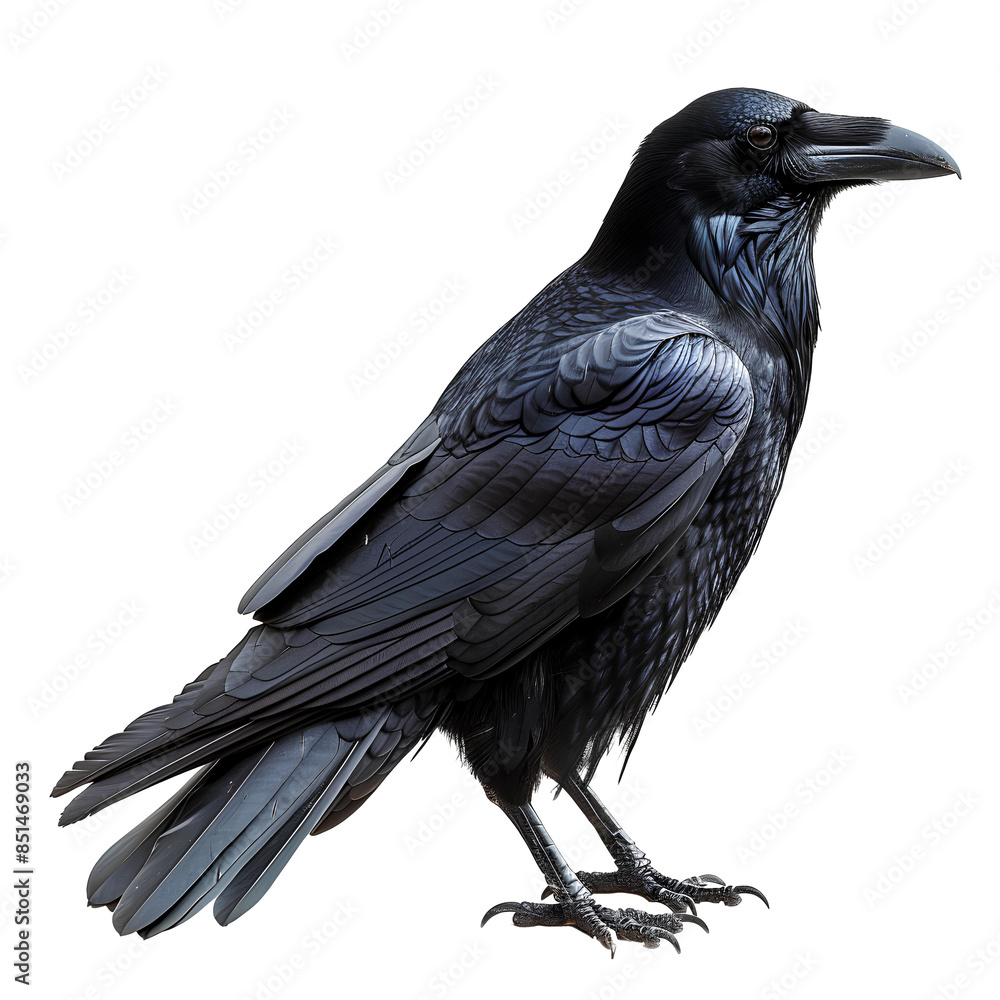 Naklejka premium Black raven PNG. Raven bird PNG. Black crow isolated