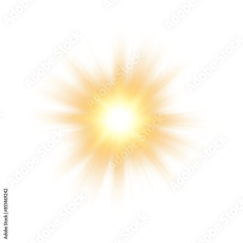 Light star gold png. Light sun gold png. Light flash gold png. PNG format. Empty background, no background. summer season beach