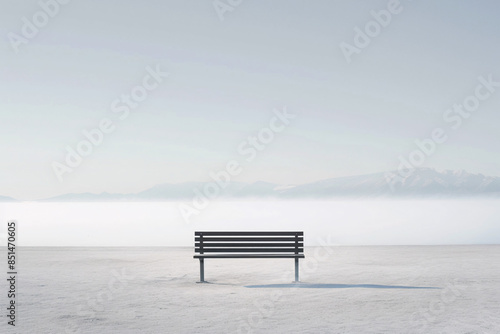 a bench in a snowy area photo