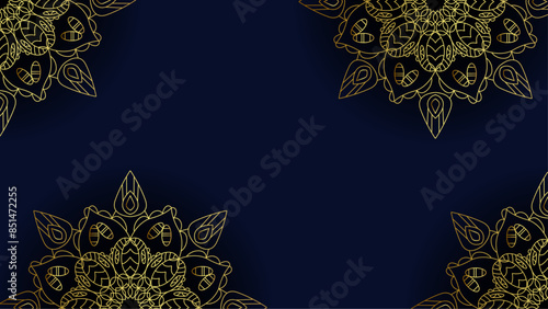 Mandala gold and navy background. Elegant vibes banner template