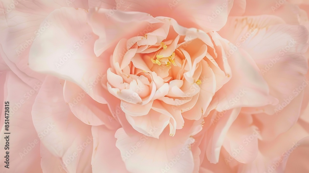 Camellia bloom, macro view, light pastel pinks, warm natural light, intricate details, soft focus. Camellia bloom, macro view, light pastel pinks, warm natural light, intricate details, soft focus.