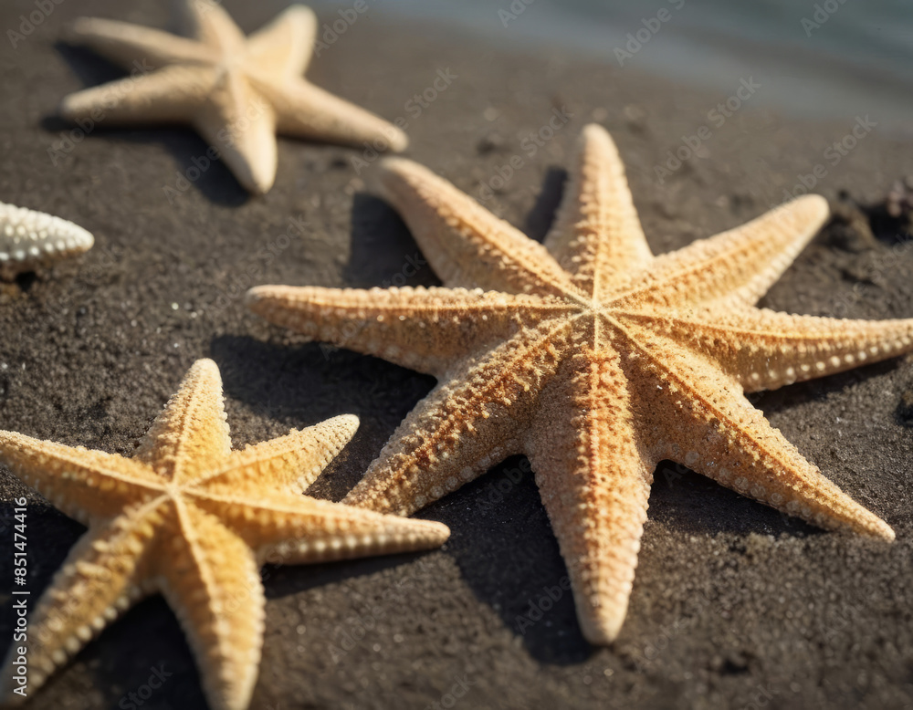 Una stella marina dalle braccia corte e tozze, poggiata sulla sabbia calda.
Una stella marina dalle braccia corte e tozze, poggiata sulla sabbia calda.