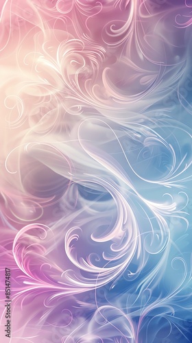 Elegant pastel gradient with swirling motifs, combining soft curves and smooth color transitions, offering a harmonious and sophisticated visual appeal