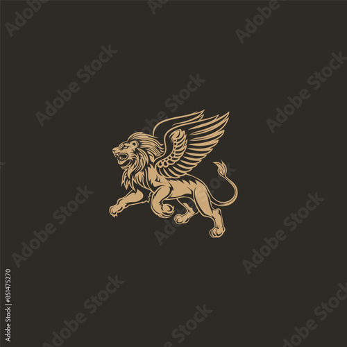 winged lion or griffin design vector illustration